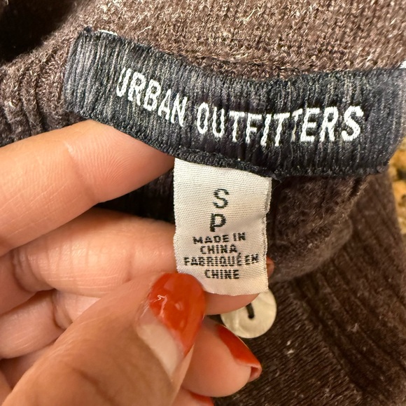 Urban Outfitters Callie Collared Sweater Ribbed Henley Brown Linen Small - Picture 10 of 12